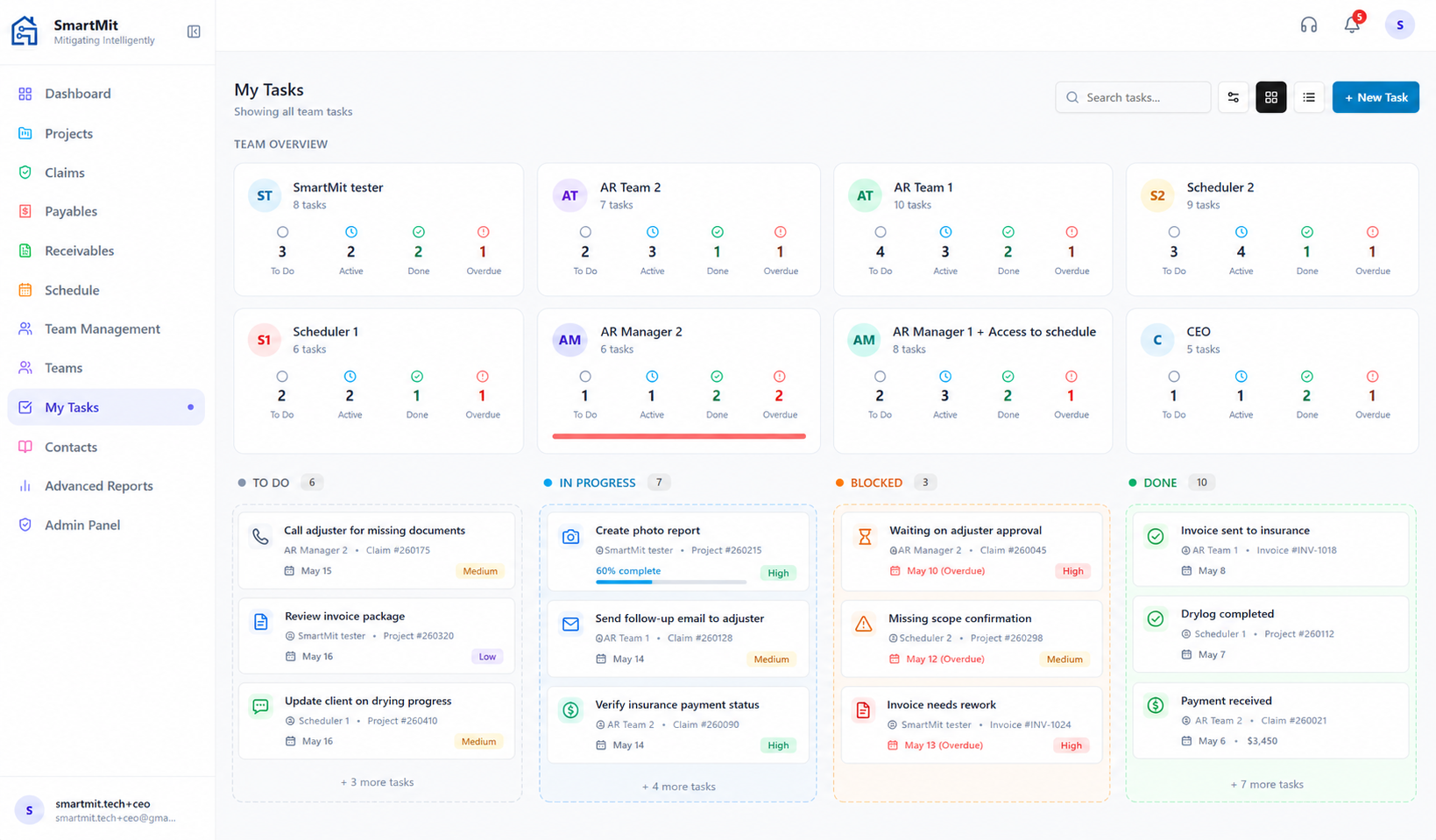 Task Tracking snapshot